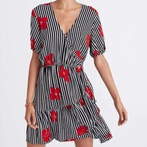 Madewell Ruffle-Wrap Dress in Candied Orchids size 4